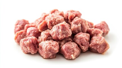 Freshly prepared raw meat dumplings arranged on a clean white background ideal for culinary presentations and food-related projects