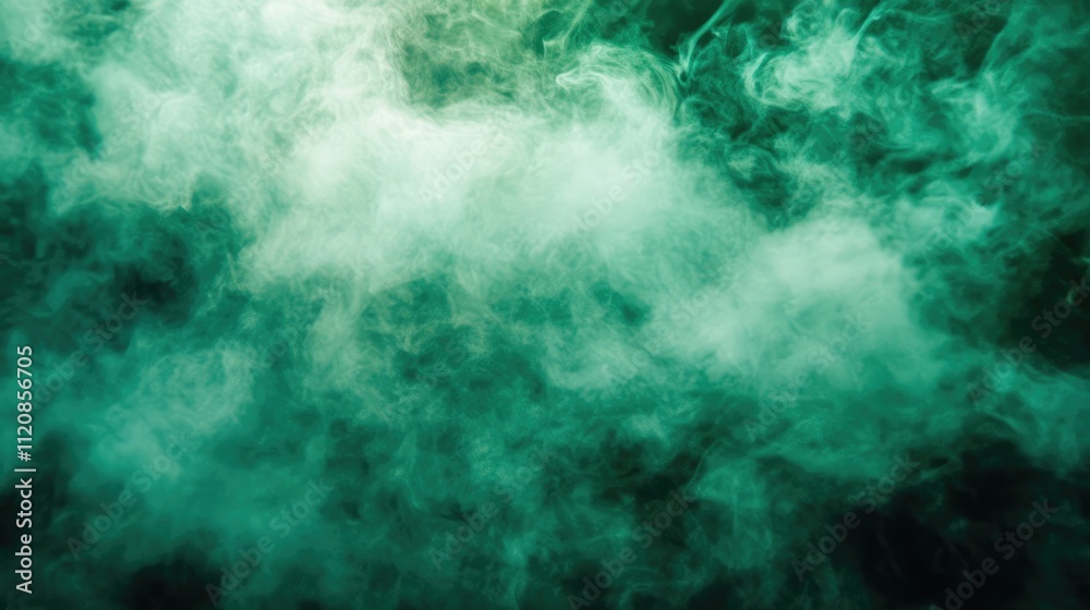 Aufkleber mysterious green fog swirling in dark atmosphere with ethereal wisps and smoky texture for creative 