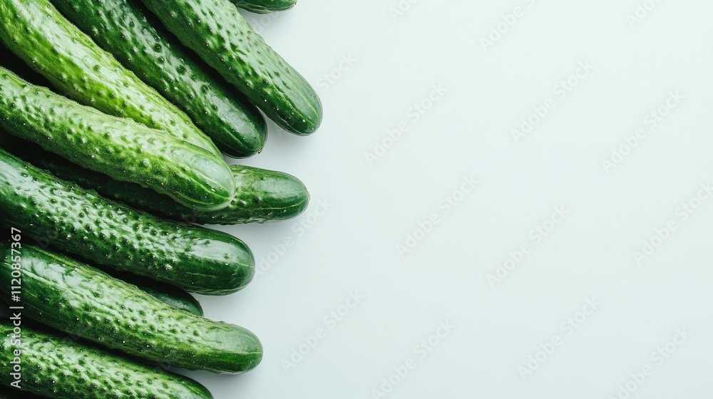 Aufkleber fresh cucumbers arranged neatly on a white background showcasing their vibrant green texture and nat