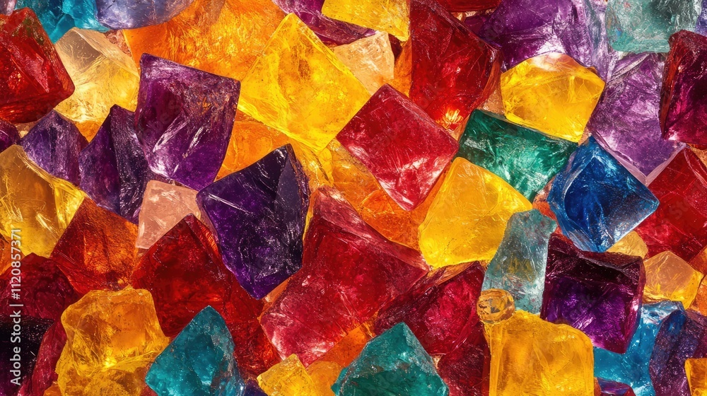 Poster vibrant glass stones in various colors creating a bright and cheerful backdrop ideal for decorative 