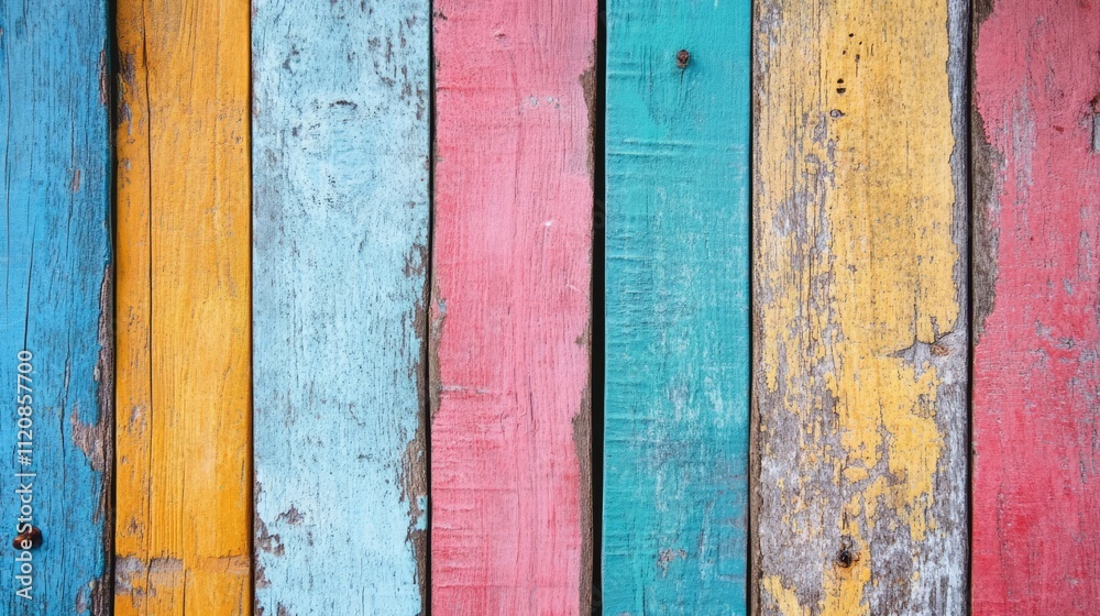 Poster colorful weathered wooden planks background with grunge texture suitable for various design projects