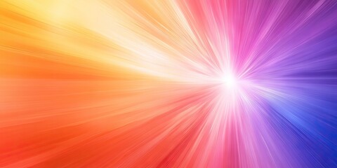 Obraz premium Colorful sunburst background featuring a gradient spectrum of orange, pink, and purple hues, with rays gently blending into the center.