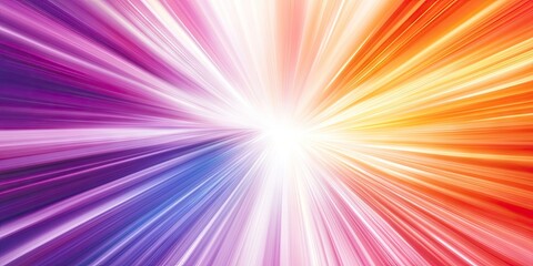 Obraz premium Colorful sunburst background featuring a gradient spectrum of orange, pink, and purple hues, with rays gently blending into the center. 