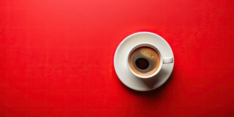 Energizing Espresso: Morning Coffee Break on Red Background for Candid Photography, Invoking Energy, Breakfast Vibes, and a Unique Switch On Off Concept