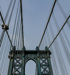 Obraz premium The The Historical Manhattan Bridge Spans The East River, New York, New York, USA
