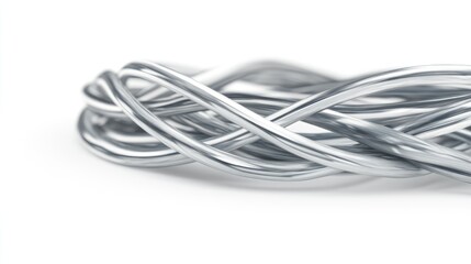 Naklejka premium Network cables intricately woven together showcasing technology and connectivity on a white background for IT and telecommunications concepts