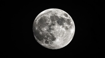 Obraz premium Majestic full moon glowing brightly in a clear night sky creating a serene celestial ambiance and captivating lunar landscape.