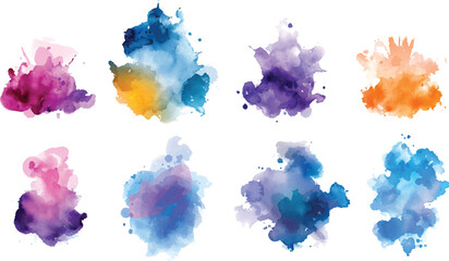 Round brush strokes vector. Painted rounds collection., Set of watercolor circles brash multicolored. watercolor on white background. 