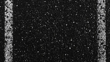 Asphalt tarmac texture with road markings for highway background in black and white minimalistic design.