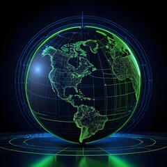 Naklejka premium Global Network Technology: A Futuristic Digital Earth Visualization