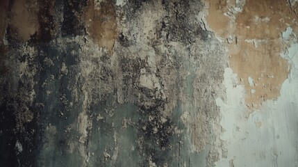 Obraz premium Mold Infestation on Interior Walls Resulting from Water Damage in Abandoned Property