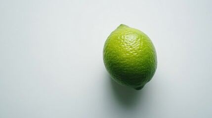 Fresh green lime isolated on a clean white background highlighting its vibrant color and texture suitable for culinary or beverage themes