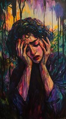 Emotional Portrait: A Vivid Depiction of Sadness and Despair