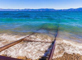 Boat Launch Tracks Disappearing Into The Waves on The Shore of Lake Tahoe, Ed Z'berg- Sugar Pine...