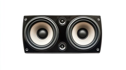 Fototapeta premium Three-way car speaker front view isolated on white background highlighting design and functionality for sound quality enhancement