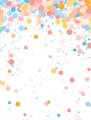 Light blue, pink and yellow round border on white. Vector childish frame background, kids party birthday celebration card.