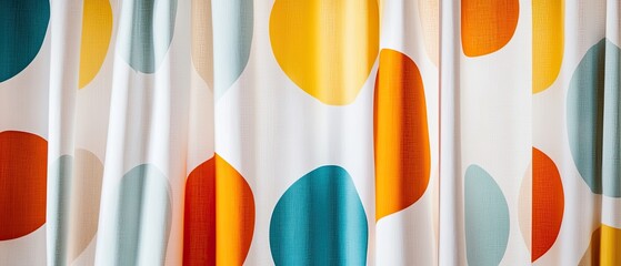 Abstract colorful polka dot curtain fabric texture.