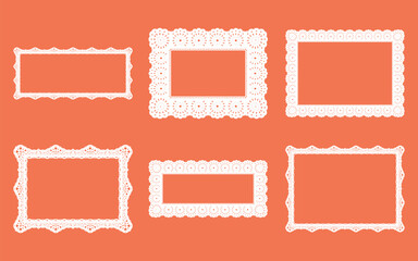 Set of decorative frames Elegant vector element for design in Eastern style, place for text. Floral black and white borders. Lace illustration for invitations and greeting cards.
