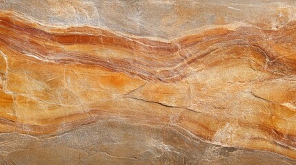 Textured orange and brown sandstone wall with wavy patterns and natural striations, showcasing earth tones, mineral details, geology, background design, and surface variation.