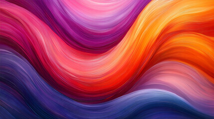 Obraz premium Abstract background with swirling lines in shades of pink, orange, red, purple and blue. The pattern resembles an elegant marble surface, with smooth curves that create a sense of movement and depth. 