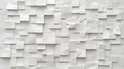 White textured background of plastered walls featuring arranged paper squares ideal for winter season designs and greeting cards.