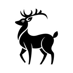 Obraz premium Deer black silhouette vector art illustration| Reindeer silhouette vector art illustration design 