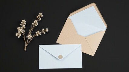 Elegant Envelopes and Delicate Flowers: Perfect for Invitations, Greetings, and Romantic Messages