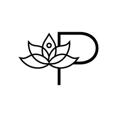 initial letter P spa and beauty meditation unique logo