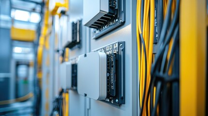 Telecommunication cabinet with panel antennas for 2G 3G 4G 5G connectivity featuring power and optic cables in a vandal-proof design