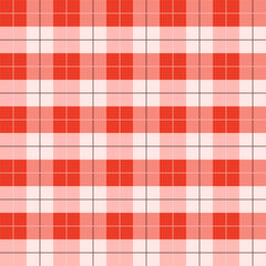 Plaid repeat pattern.Checkered tartan gingham seamless pattern in red and white.Geometric graphic vector illustration background design for fabric and prints.