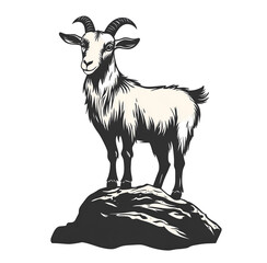 black and white goat on white