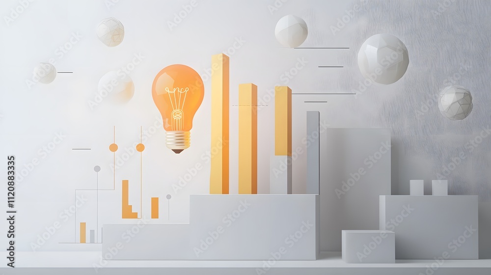 Aufkleber a modern display of bar graphs, line charts, and a lightbulb icon representing innovative business a