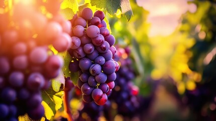 Vibrant grape clusters in springtime vineyards showcasing the beauty of winemaking regions during the growing season