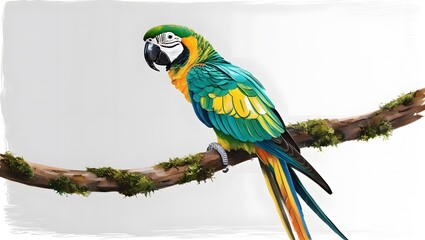 Obraz premium Colorful parrot perched on branch tropical jungle wildlife photography natural habitat close-up vibrant colors