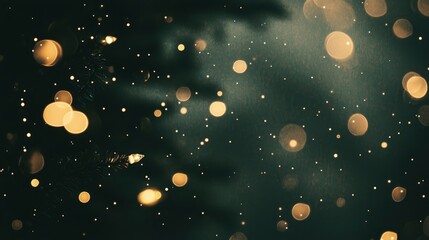 Obraz premium Enchanting Bokeh Lights Festive Golden Sparkle on Dark Background