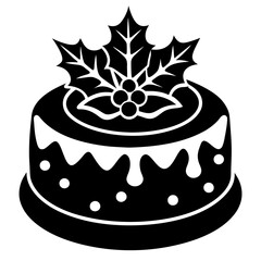 Festive christmas cake. Christmas cake. Christmas vector. Cake. Cake vector. Christmas cake icon. Silhouette.