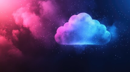 Obraz premium Colorful Digital Cloud Design in Cosmic Background with Stars