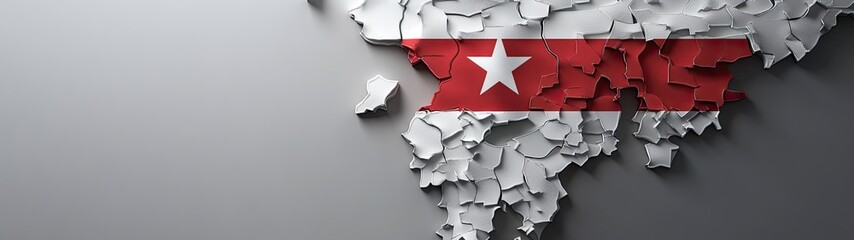 Abstract 3D map with flag design.