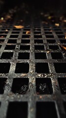Dark Metal Grid: Urban Texture and Perspective