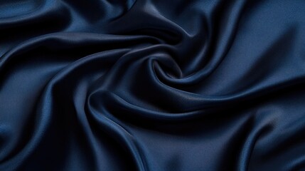 Fototapeta premium Elegant Dark Blue Silk Fabric with Smooth Texture and Flowing Drapes