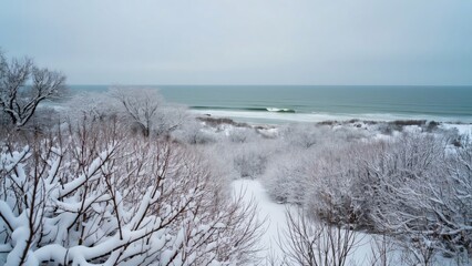 Snowy Montauk Seascape, Winter Wonderland in the Hamptons Conservation Area