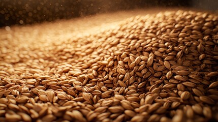 Obraz premium Golden Barley Grains: A Close-Up View of Nature's Bounty