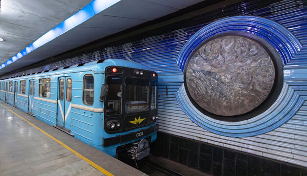 Tashkent, ukbekistan, October 5: kosmonavtlar station is a space-programme-themed station of the Tashkent Metro.It honors Soviet cosmonauts such as Yuri Gagarin and Valentina Tereshkova