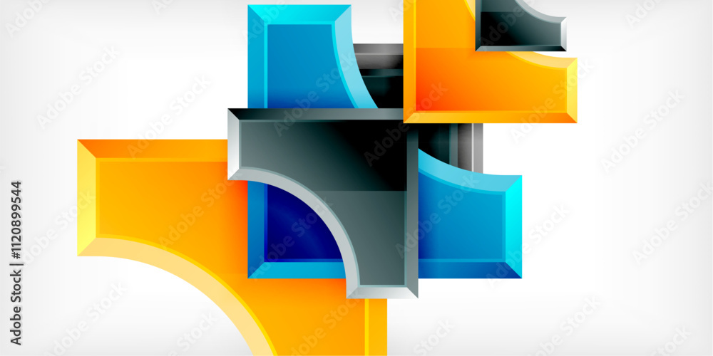 Poster Geometric design abstract background - circles and triangles