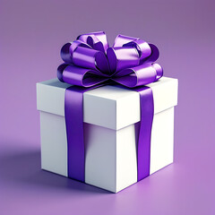 vibrant purple present with large bow sits against smooth background, symbolizing celebration and joy. Perfect for gifting on special occasions