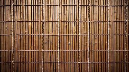 Brown Bamboo Woven Fabric Texture, Faded Web-like Background, Top View