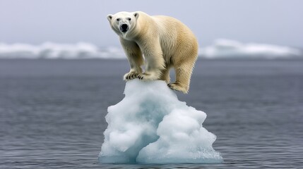 Polar Bear on Iceberg Symbolizing Habitat Challenges