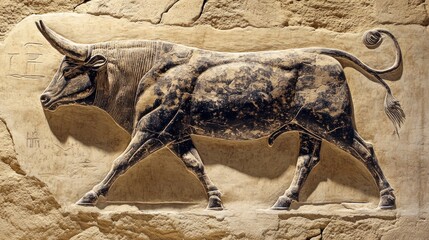 Ancient Bull Bas-relief Sculpture: A Masterpiece of Stone Carving