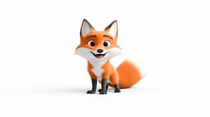 Fototapeta premium A cheerful cartoon fox character with a friendly expression.