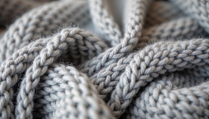 soft gray knitted fabric with intertwined textured patterns